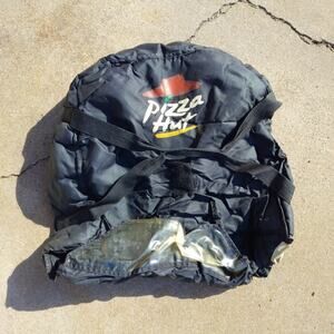 Black Pizza Hut Delivery Bag Red Logo On top 3 Pizzas